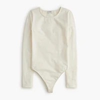 Long-sleeve stretch cotton-blend bodysuit