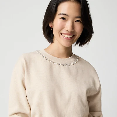 Embellished-neckline sweatshirt