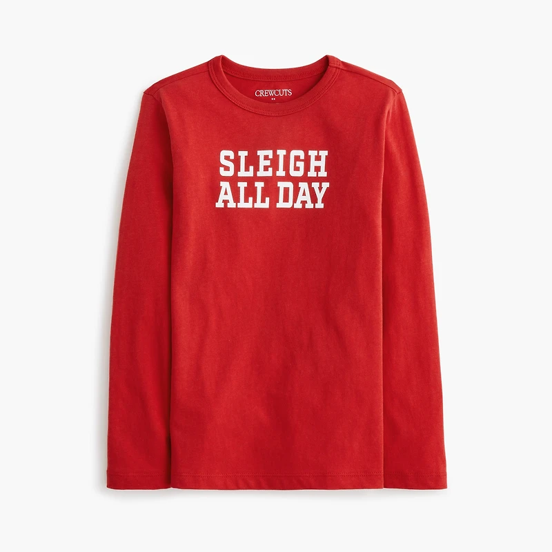 Kids' long-sleeve "sleigh all day" graphic tee