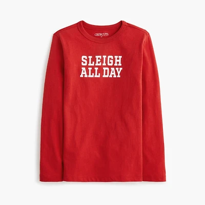 Kids' long-sleeve "sleigh all day" graphic tee