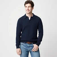 Long-sleeve sweater-polo in supersoft lambswool blend