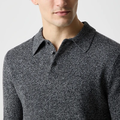 Long-sleeve sweater-polo supersoft lambswool blend