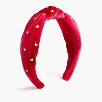 Gold heart velvet knot headband