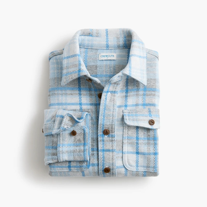 Boys' plaid knit-twill shirt-jacket