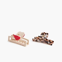 Tortoise heart claw clips set-of-two