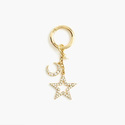 Pavé star and moon bag charm