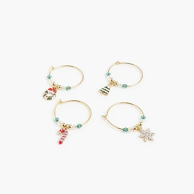 Holiday wine charms set-of-four