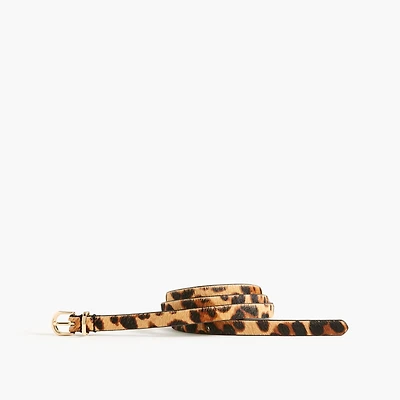 Skinny leopard calf hair belt