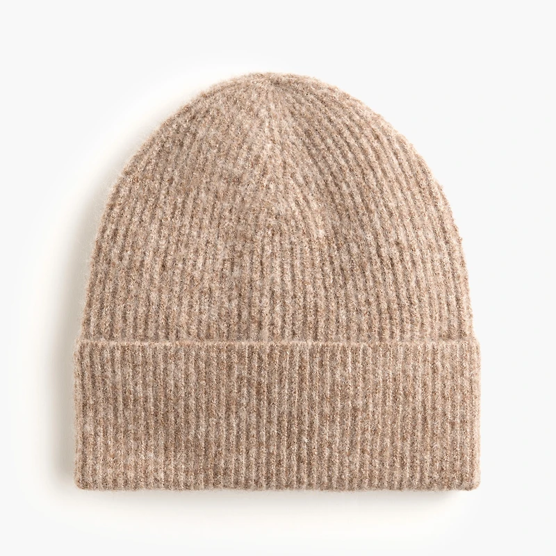 Wool-blend ribbed beanie