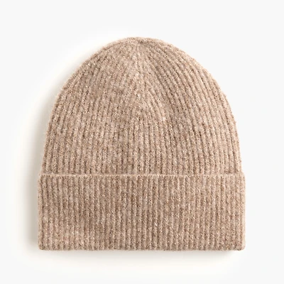 Wool-blend ribbed beanie