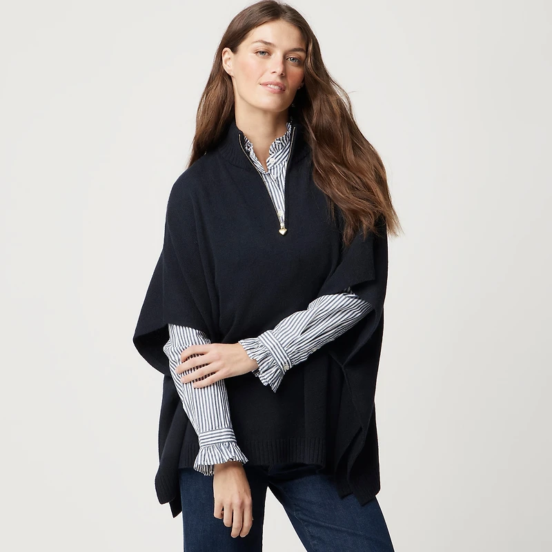 Heart quarter-zip poncho