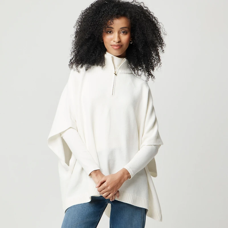 Heart quarter-zip poncho