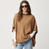 Ruffle-mockneck poncho