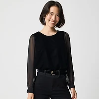 Velvet puff-sleeve top