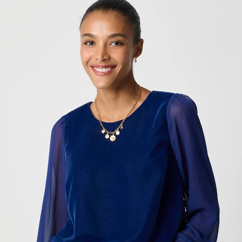 Velvet puff-sleeve top