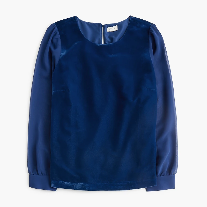 Velvet puff-sleeve top