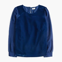 Velvet puff-sleeve top