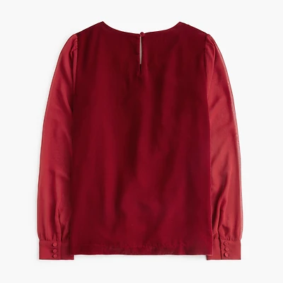 Velvet puff-sleeve top