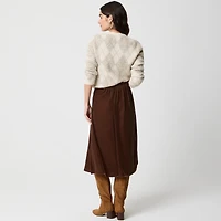 Velvet pull-on midi skirt