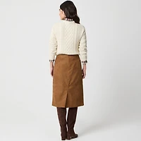 Sueded pencil midi skirt