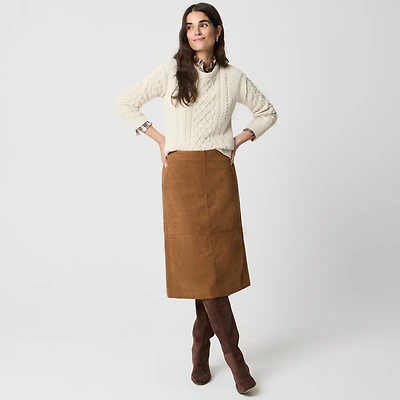 Sueded pencil midi skirt