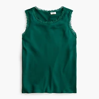Lace-trim satin tank top