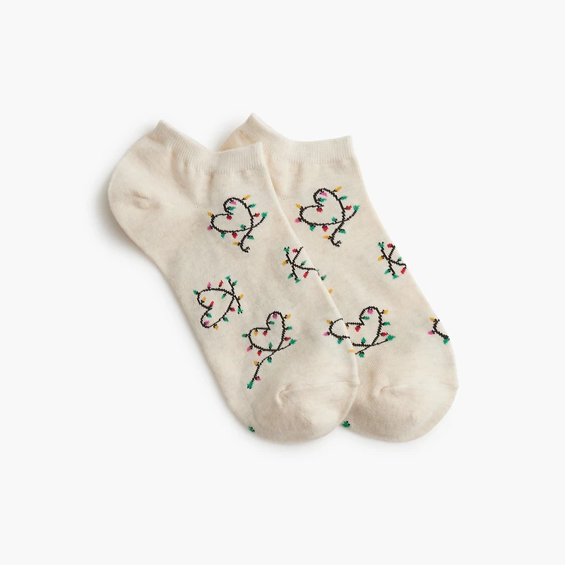 Heart holiday lights ankle socks