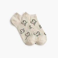 Heart holiday lights ankle socks