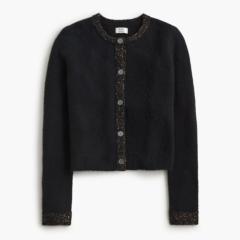 Sequin cardigan sweater extra-soft yarn