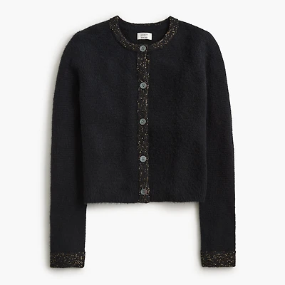 Sequin cardigan sweater extra-soft yarn