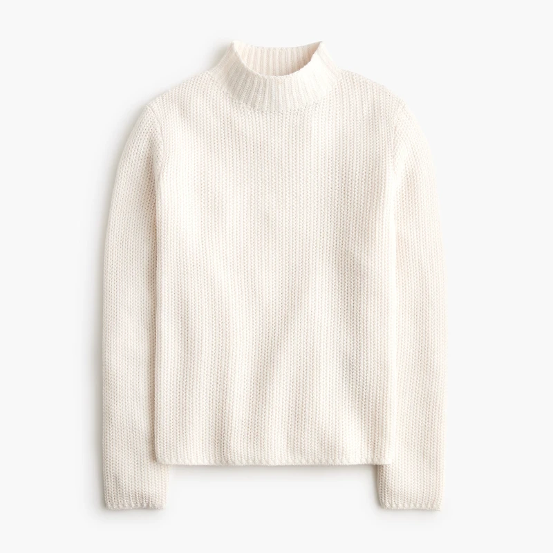Cotton-blend mockneck sweater
