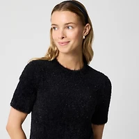Short-sleeve tinsel sweater