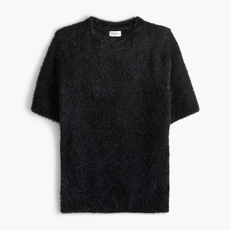 Short-sleeve tinsel sweater