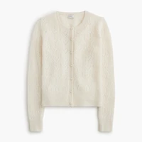 Pointelle heart cardigan sweater