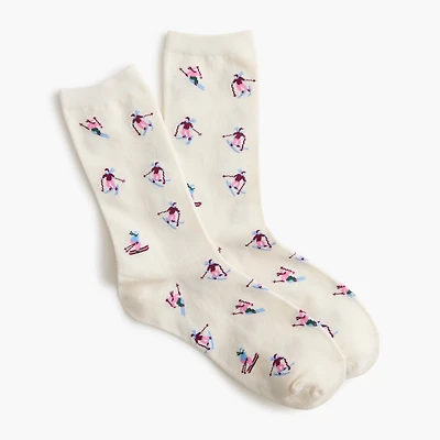 Downhill skiing trouser socks