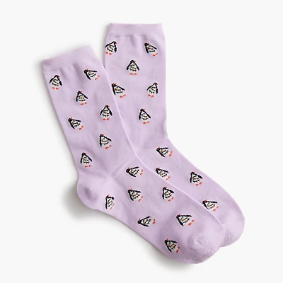 Penguin in holiday lights trouser socks