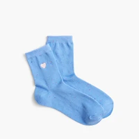 Embroidered heart boot socks