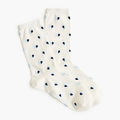 Two-tone heart trouser socks
