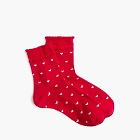 Scallop-trim heart boot socks