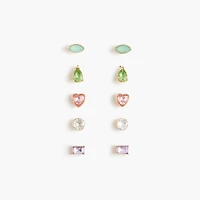 Girls' rainbow gems earrings set-of-five