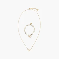 Girls' bow necklace and bracelet set-of-two