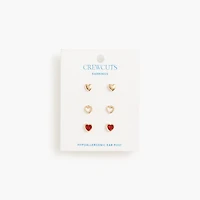 Girls' heart earrings pack-of-three