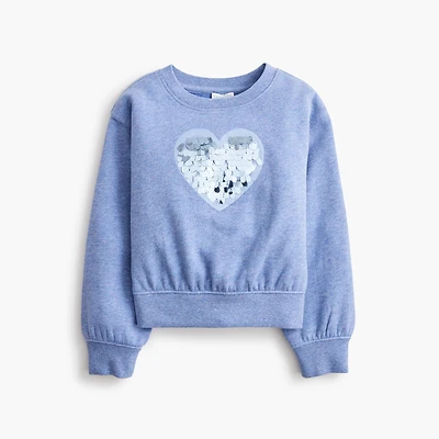 Girls' sequin heart sweatshirt
