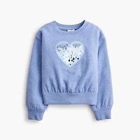 Girls' sequin heart sweatshirt