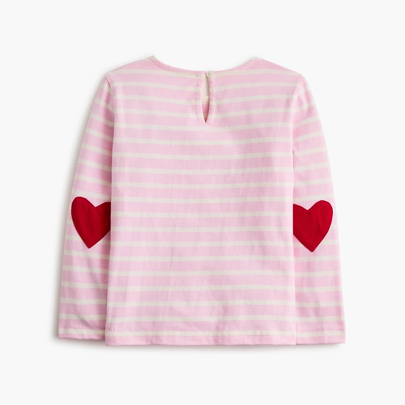 Girls' striped heart-elbow tee