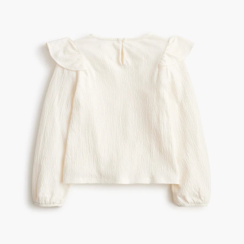 Girls' textured long-sleeve flutter tee