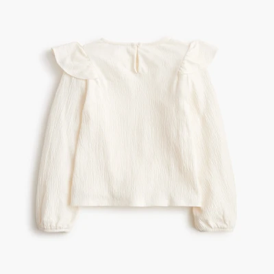 Girls' textured long-sleeve flutter tee