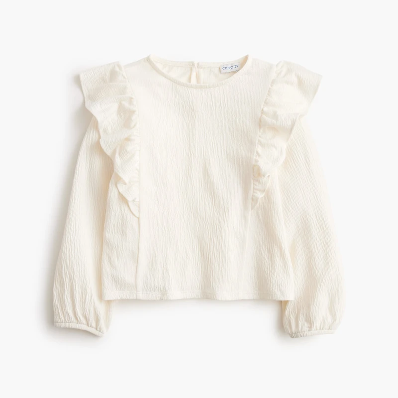 Girls' textured long-sleeve flutter tee
