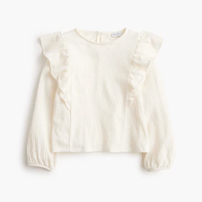 Girls' textured long-sleeve flutter tee