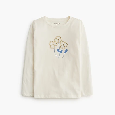 Girls' flower-appliqué graphic tee